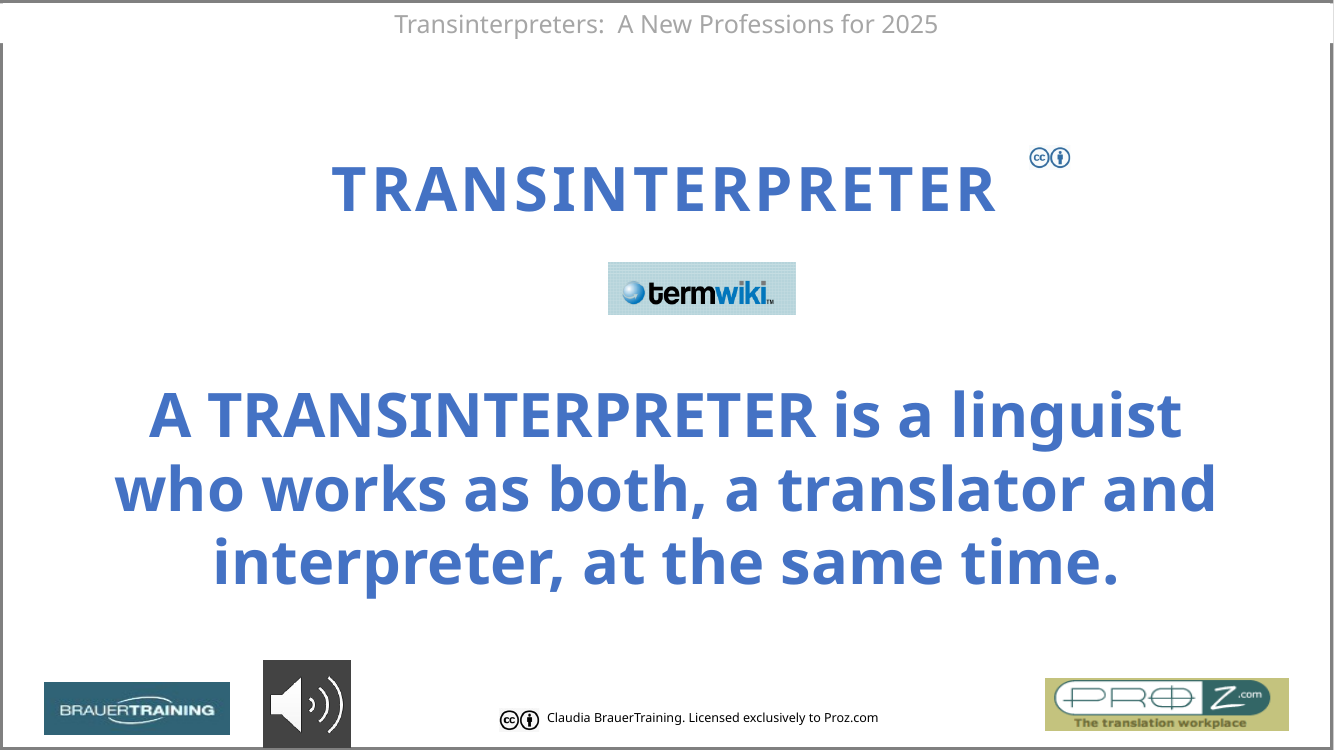 From the course slides: the transinterpreter, defined.